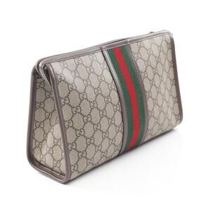 Gucci Offdia GG Supreme Pouch Bag Canvas Leather Beige Brown